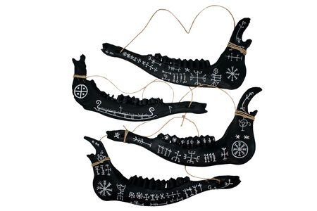 blackened elk jawbone hanger