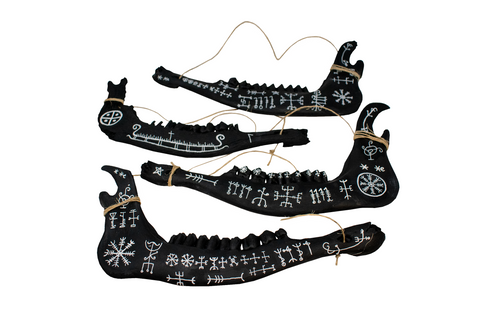Image of blackened elk jawbone hanger