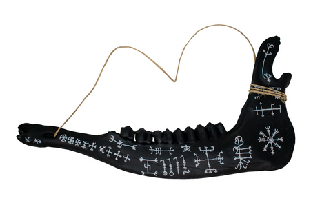 Image of blackened elk jawbone hanger