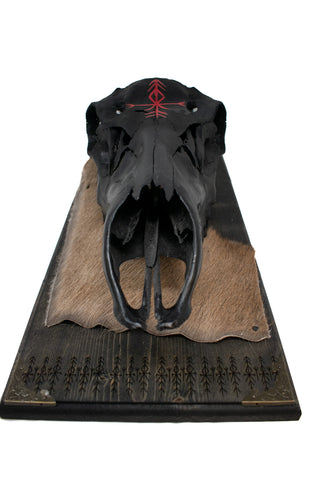 Image of blackened home protection bindrune elk skull hanger