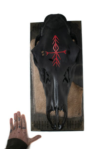 blackened home protection bindrune elk skull hanger