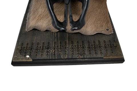 Image of blackened home protection bindrune elk skull hanger