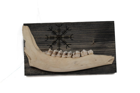 Image of norse symbols deer jawbone wall hanger