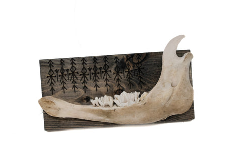 Image of norse symbols deer jawbone wall hanger