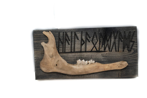 Image of norse symbols deer jawbone wall hanger