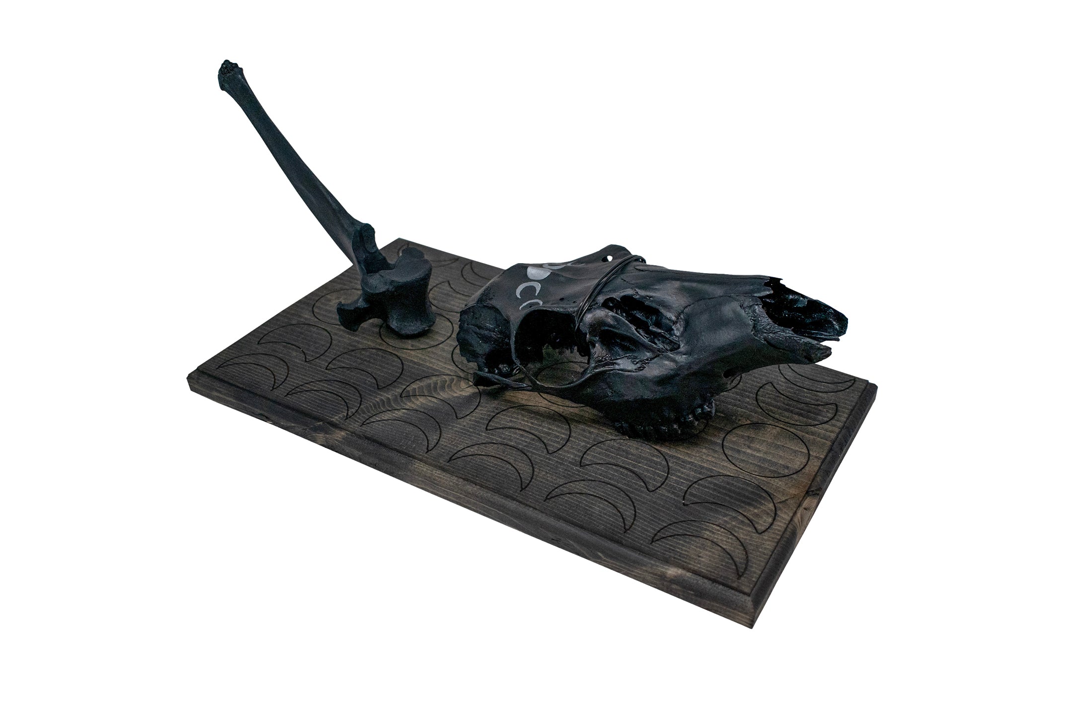 moon phase deer skull & elk vertebra hanger