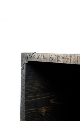 Image of Runic and beaver hide lined floor altar