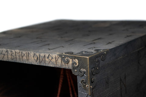 Image of Runic and beaver hide lined floor altar