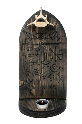 norse symbols & deer vertebra altar