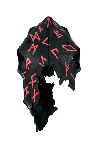 Image of blackened fully runic cow skull