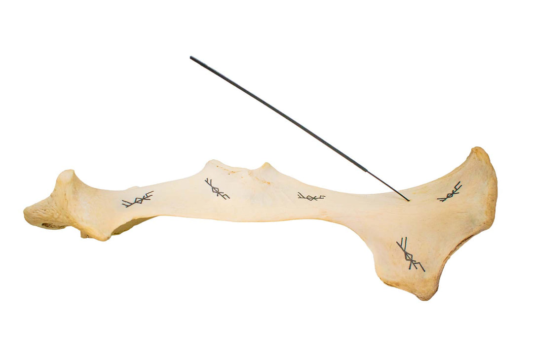 cow bone incense dish with prosperity bindrune