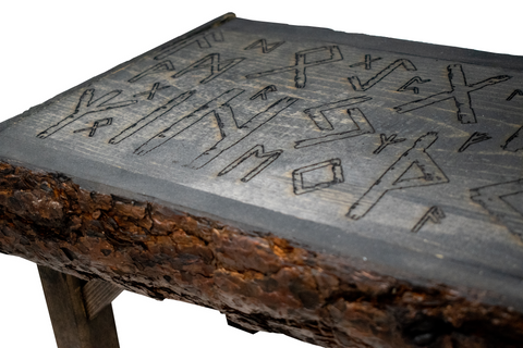 Image of live edge runic altar table