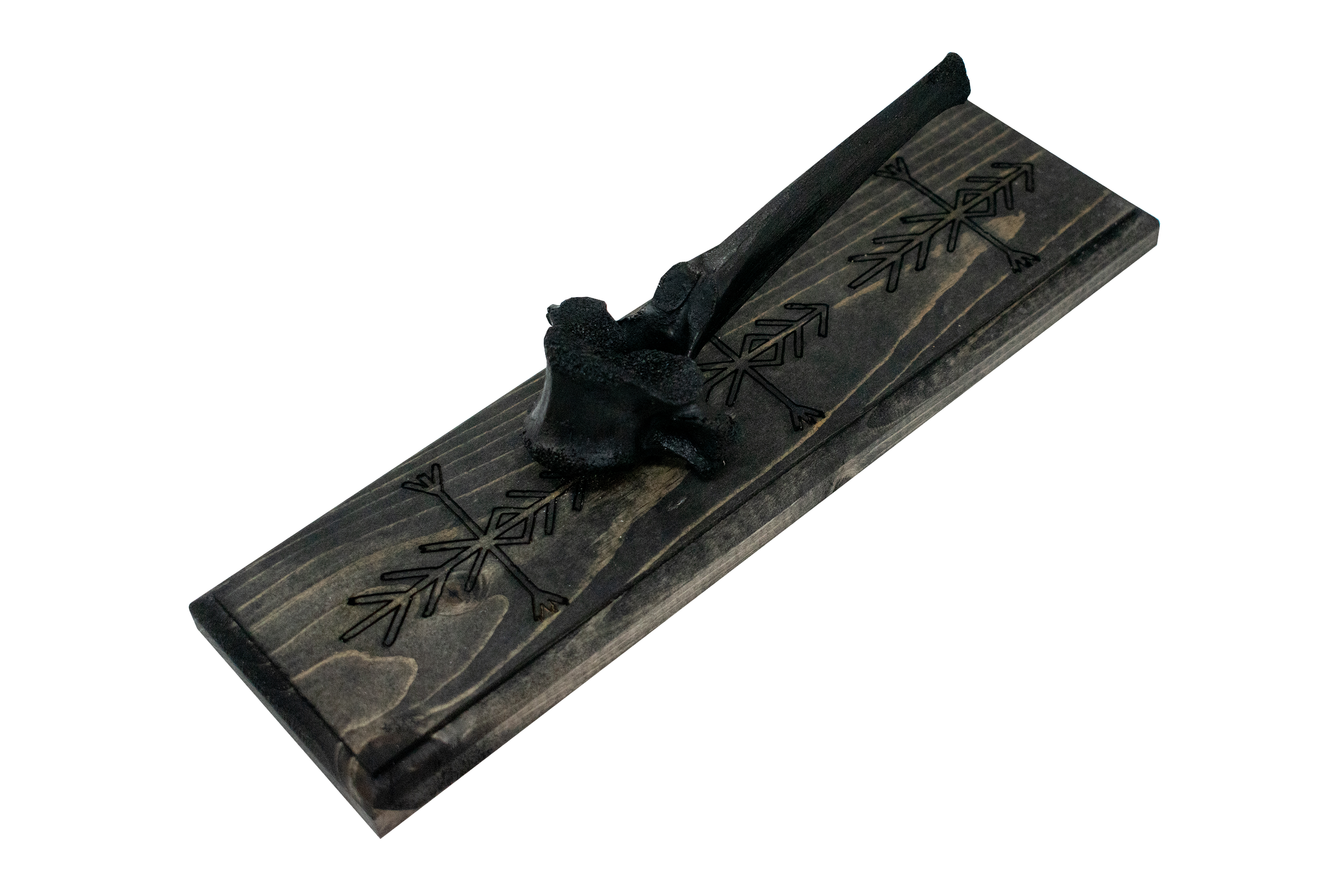 blackened elk vertebra and home protection bindrunes wall hanger