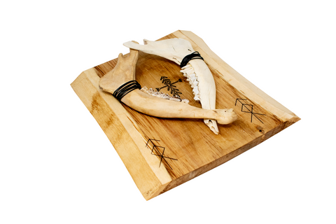 Image of Home protection bindrune double elk jawbone hanger