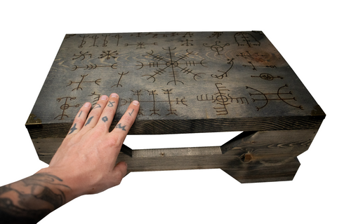 Image of Altar Table Engraved with Icelandic Magical Staves