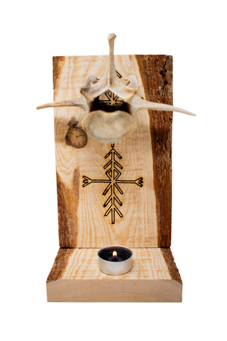 Image of home protection bindrune elk vertebra altar