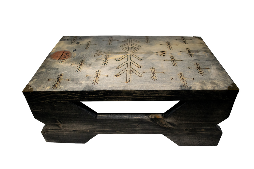 Wooden Altar Table with Repeating Home Protection Bindrunes