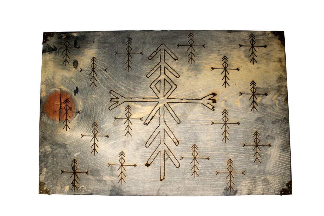 Wooden Altar Table with Repeating Home Protection Bindrunes