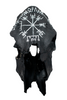 Blackened Cow Skull with Elder Futhark Runes and Vegvísir