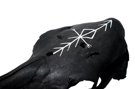 Blackened Cow Skull with Home Protection Bindrune #1