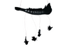 Blackened Elk Jawbone Wind Chime with Nine Helms Stave and Deer Vertebra