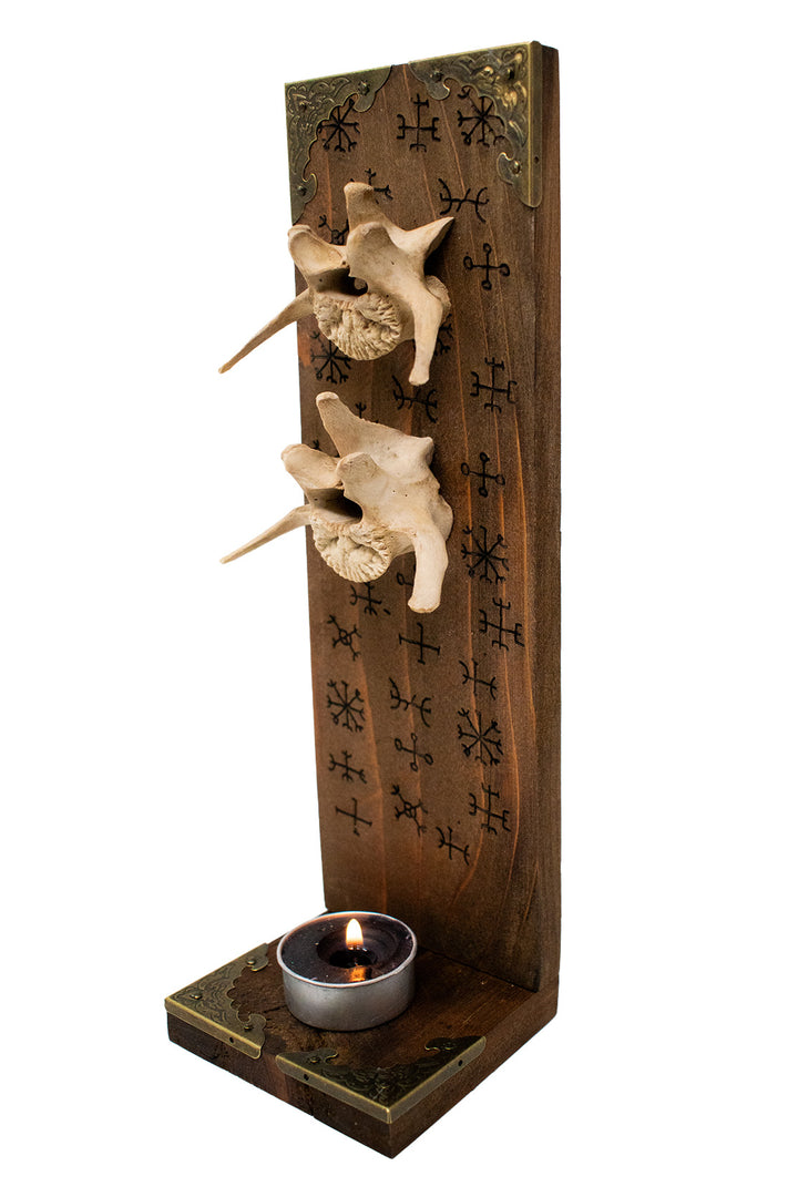 icelandic magical stave & wolf vertebrae altar