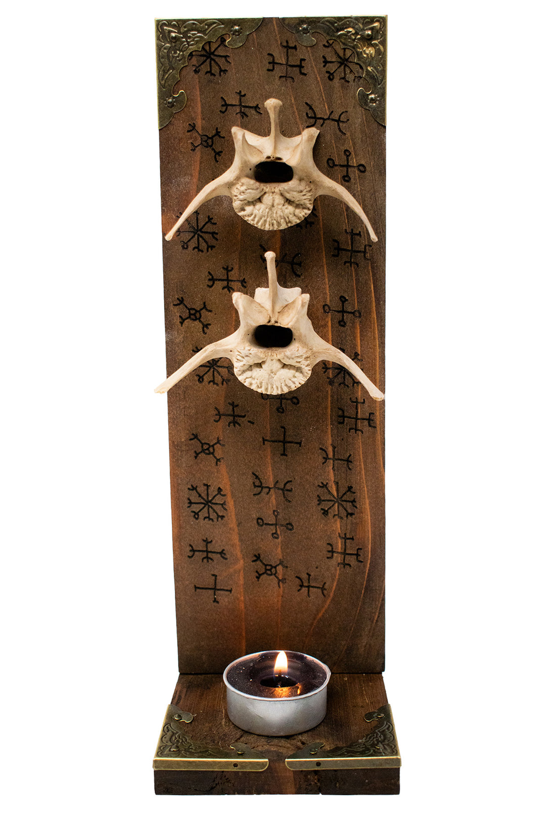 icelandic magical stave & wolf vertebrae altar