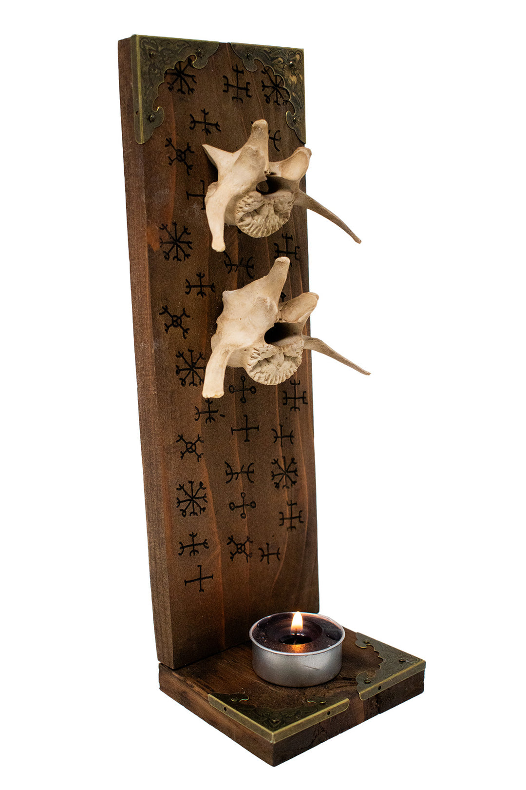 icelandic magical stave & wolf vertebrae altar