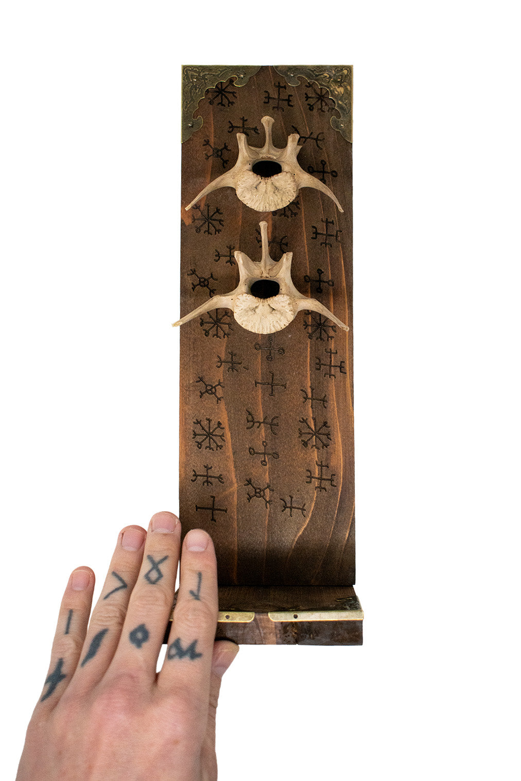 icelandic magical stave & wolf vertebrae altar