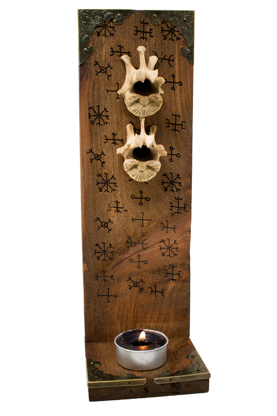 icelandic magical stave & wolf vertebrae altar