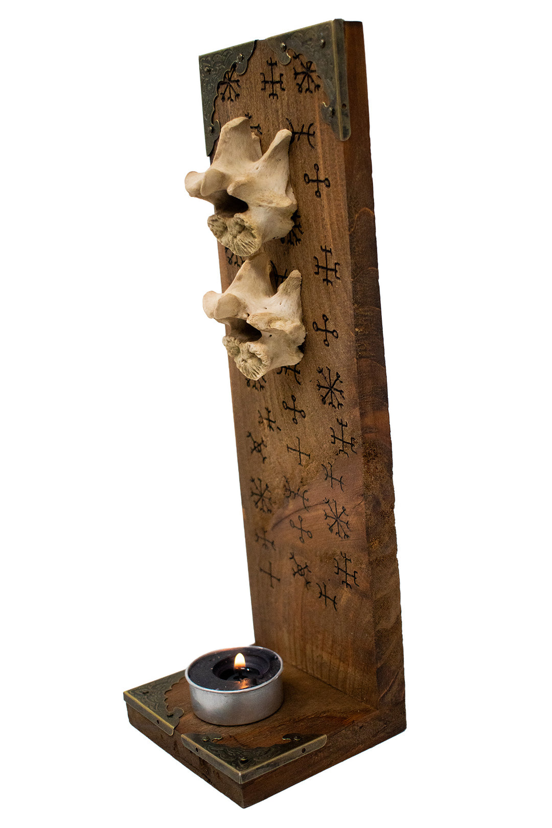 icelandic magical stave & wolf vertebrae altar