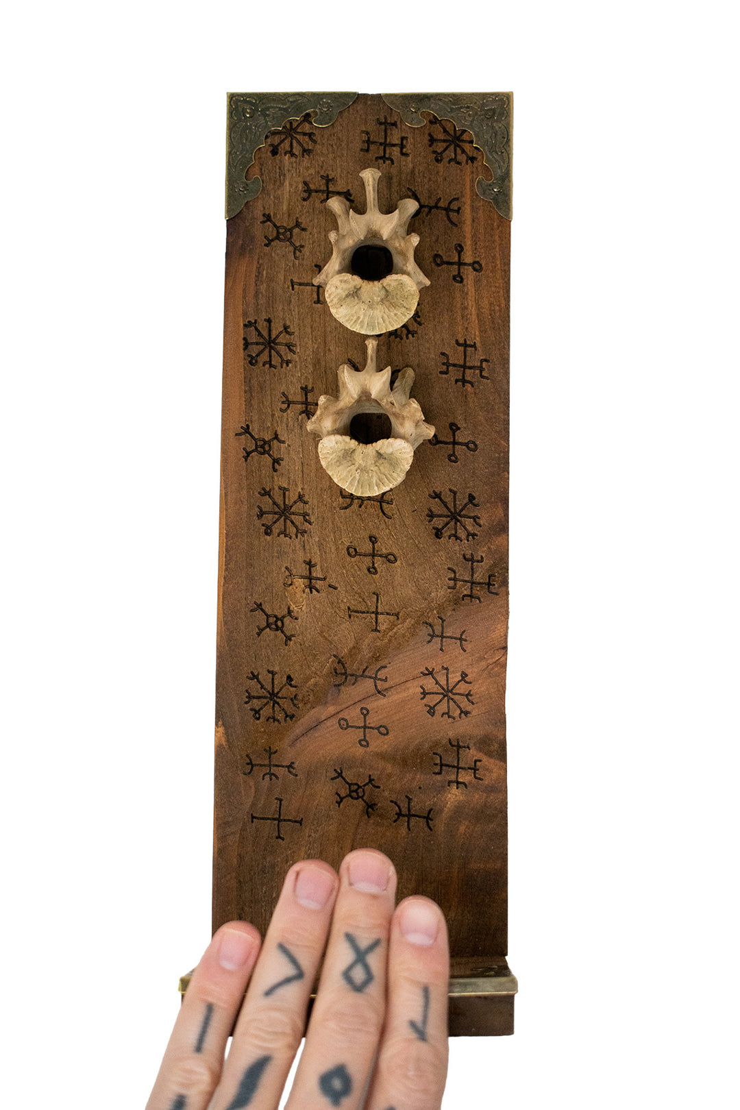 icelandic magical stave & wolf vertebrae altar