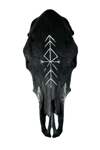 Blackened Cow Skull with Home Protection Bindrune #4