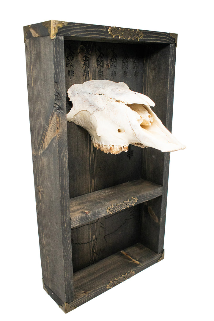 Odin bindrune sheep skull altar shelf