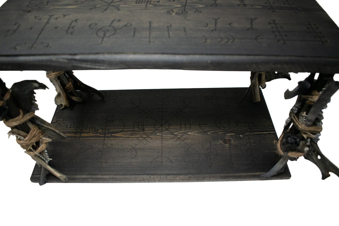 Deluxe blackened predator bone & icelandic magical stave ritual altar