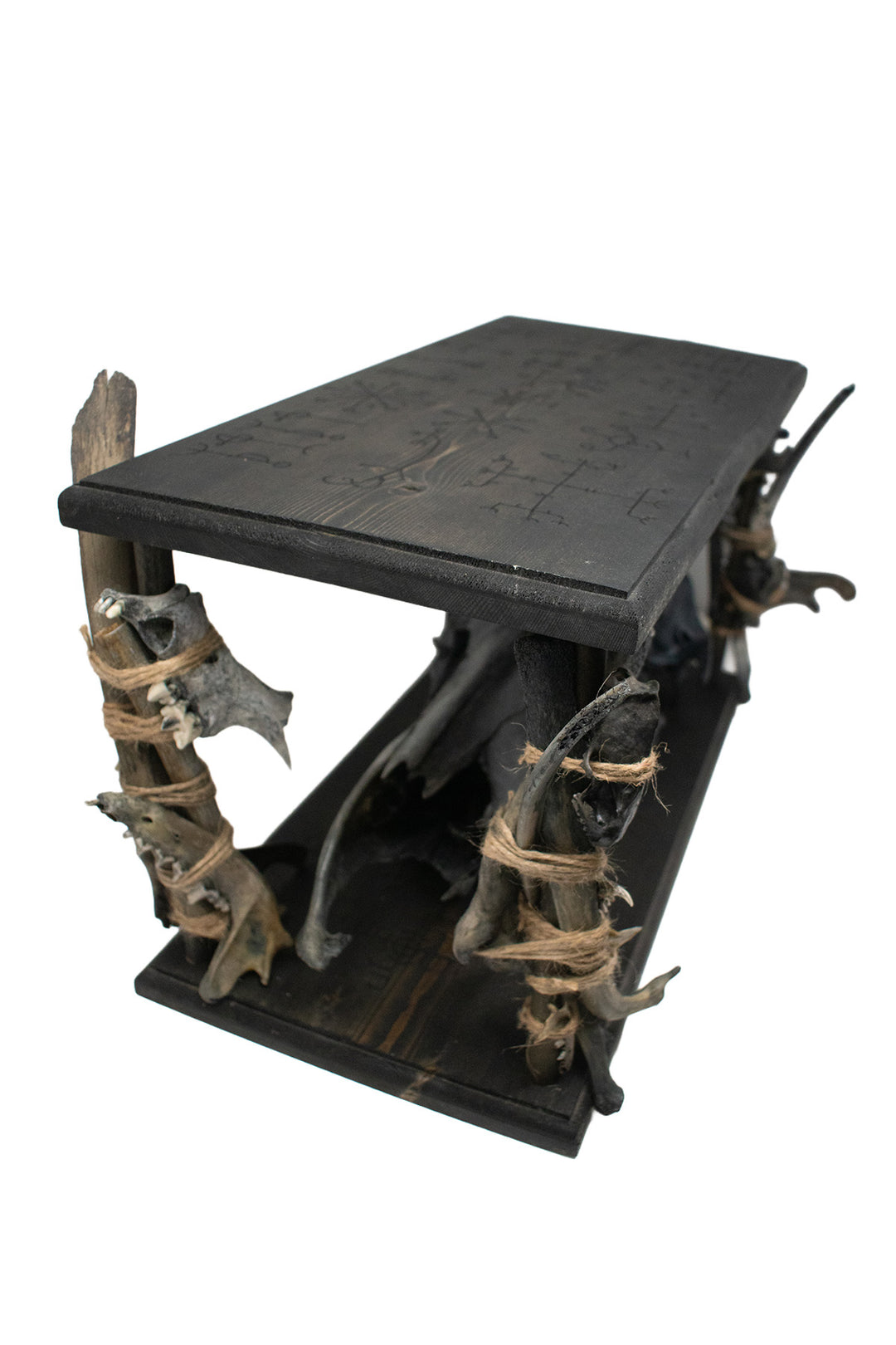 Deluxe blackened predator bone & icelandic magical stave ritual altar
