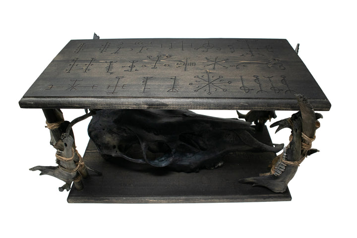Deluxe blackened predator bone & icelandic magical stave ritual altar