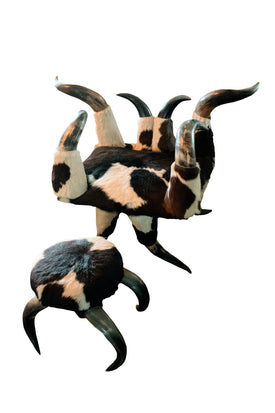 Cow Horn Throne and Ottoman Set