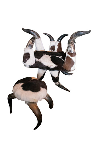 Image of Cow Horn Throne and Ottoman Set