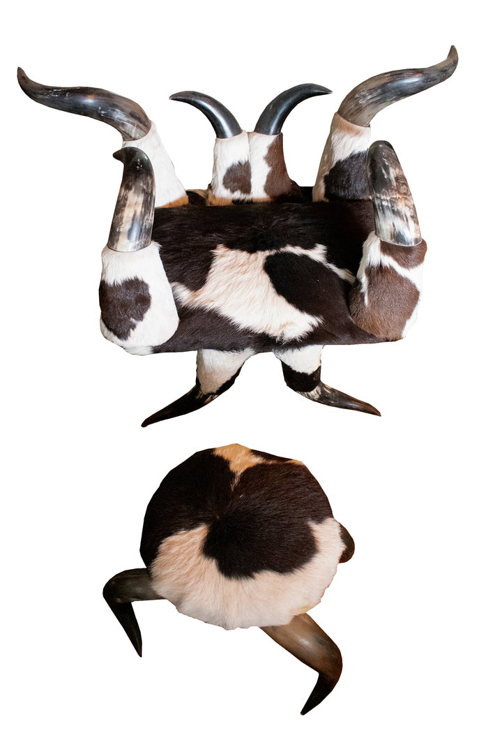 Cow Horn Throne and Ottoman Set