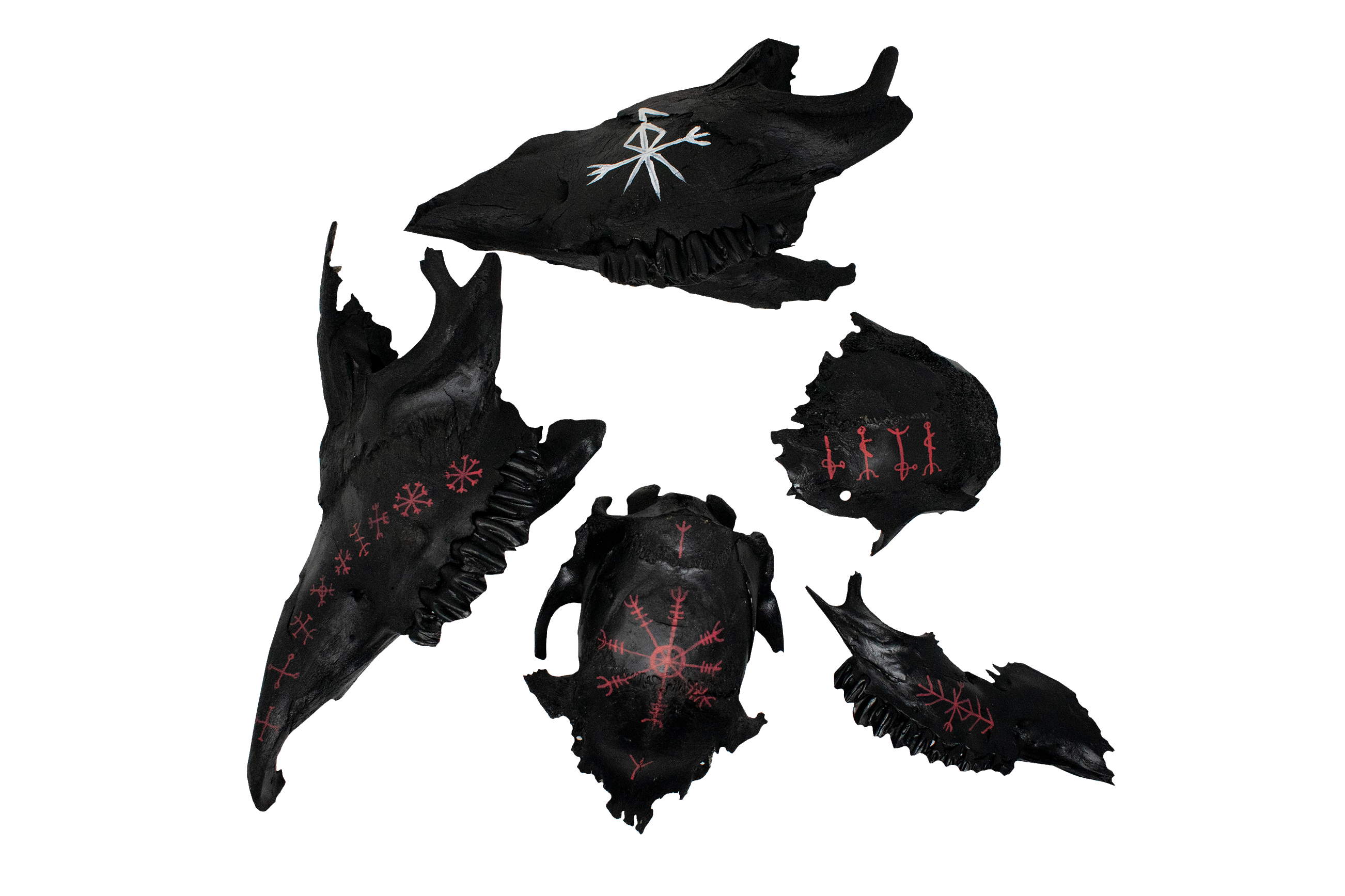 Blackened Ritual Bone Talismans — Hand Painted with Icelandic Staves