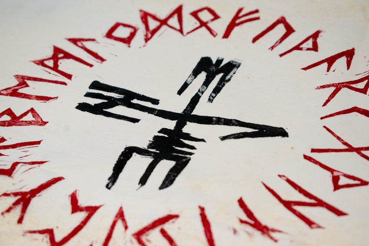 Goddess Hel stave - rabbit hide altar cloth