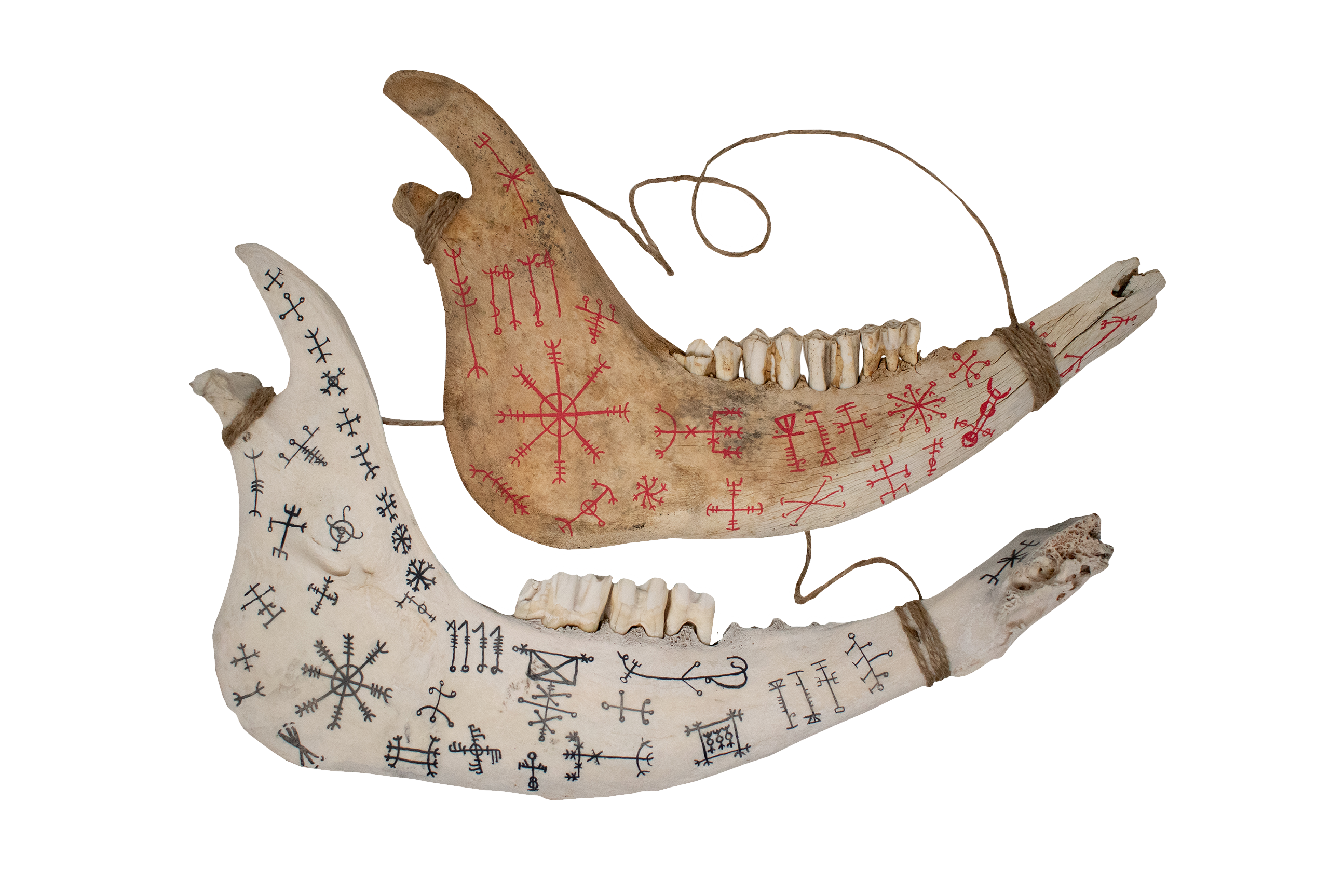 Hand Painted Cow Jawbone with Icelandic Magical Staves