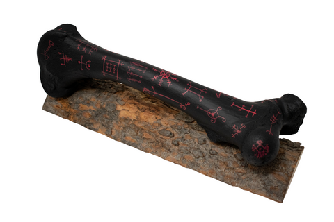 Image of Blackened Cow Leg Bone with Icelandic Magical Staves