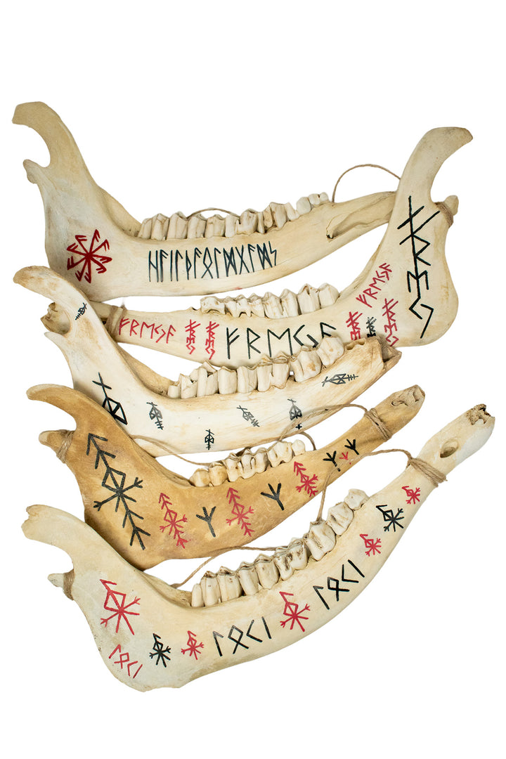 Elk Jawbone Rune Talismans for Norse Ritual and Altar Use