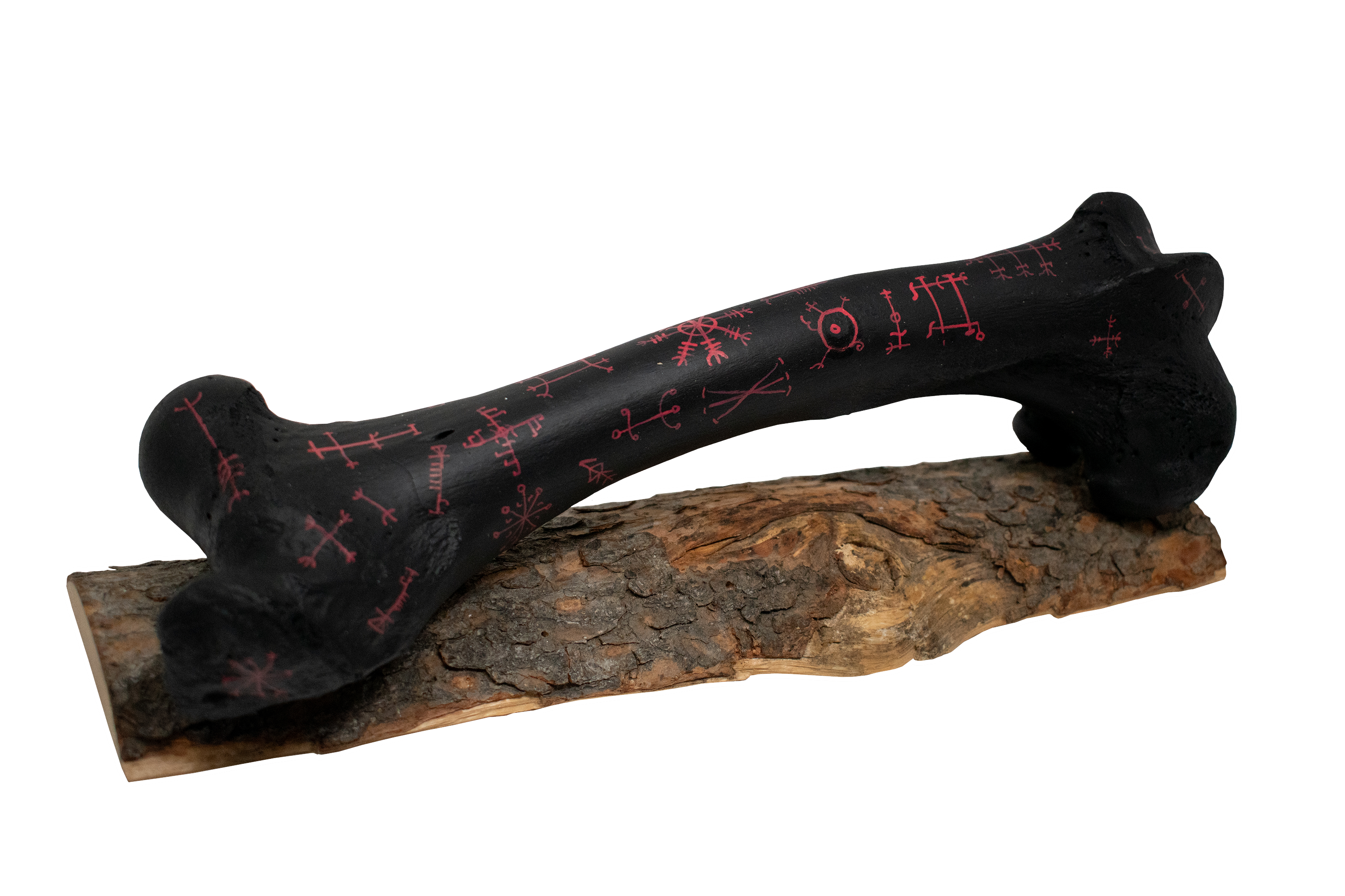 Blackened Cow Leg Bone with Icelandic Magical Staves