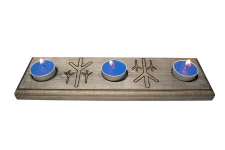 algiz triple tealight candle holder