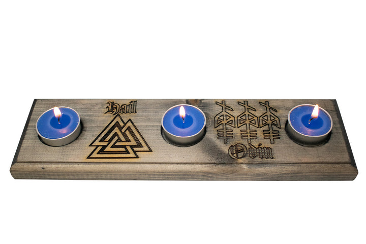 hail odin triple tealight candle holder