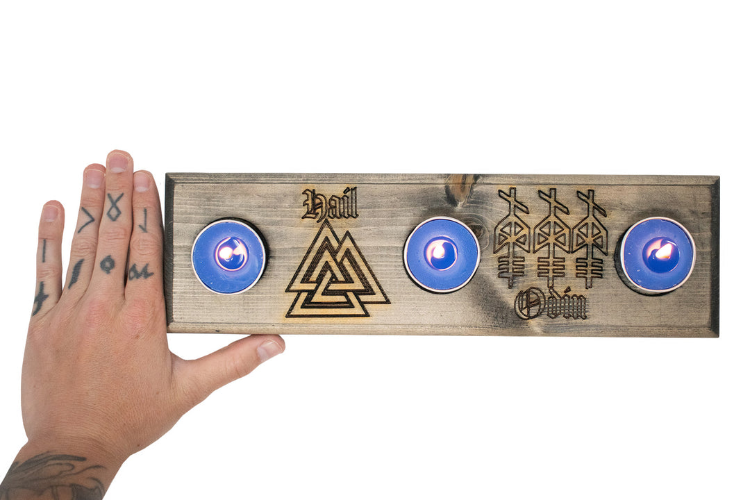 hail odin triple tealight candle holder