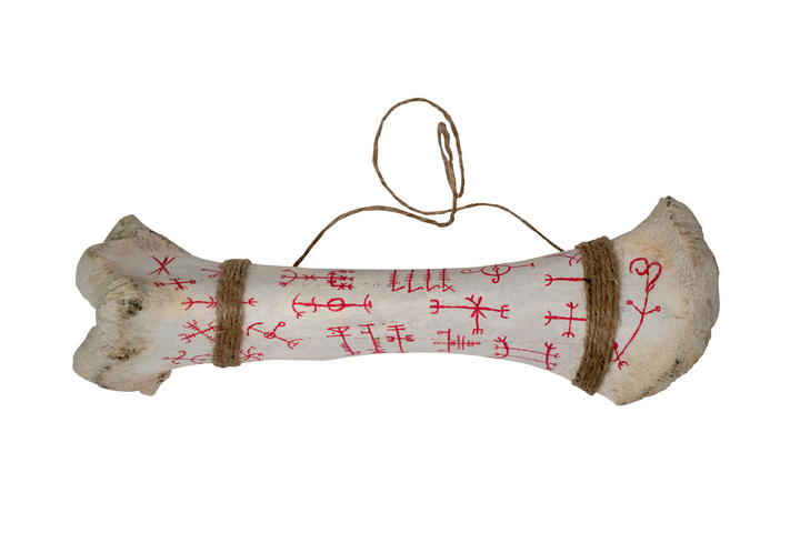 Hand Painted Cow Leg Bone with Icelandic Staves